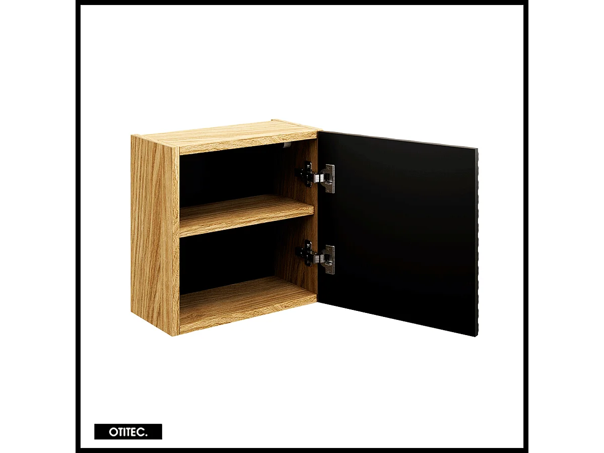 Cube de rangement haut de salle de bain - 35x35 cm - Noir - 1 porte - SEA