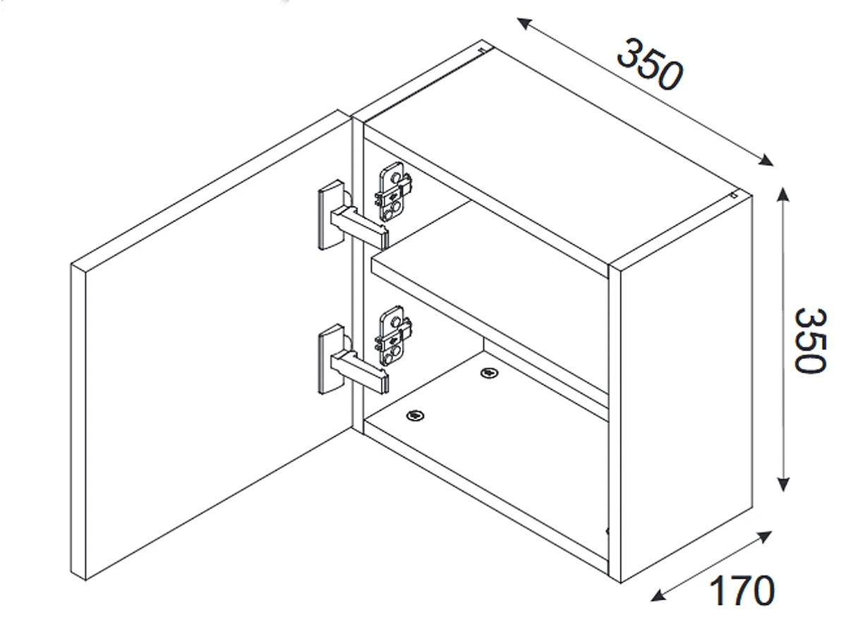Cube de rangement haut de salle de bain - 35x35 cm - Noir - 1 porte - SEA