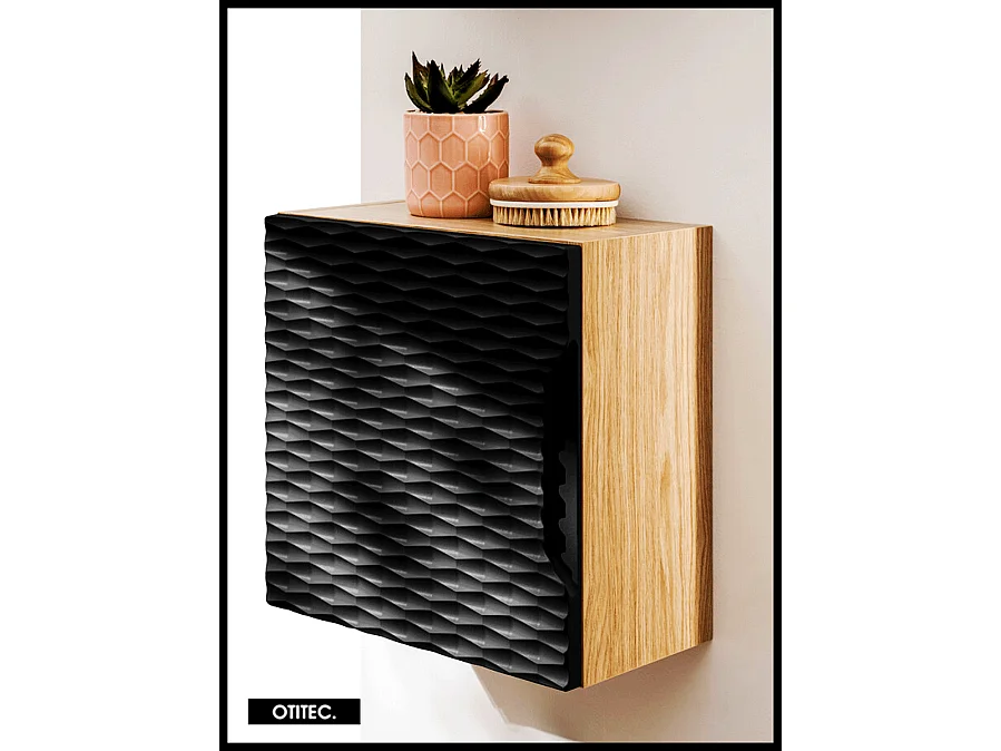 Cube de rangement haut de salle de bain - 35x35 cm - Noir - 1 porte - SEA