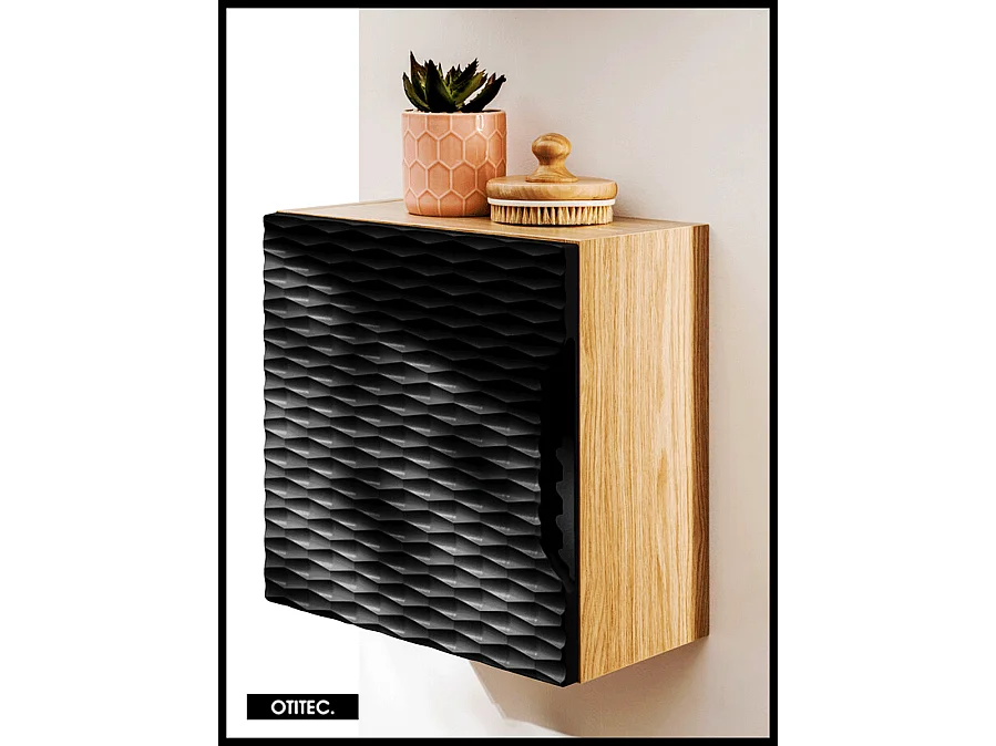 Cube de rangement haut de salle de bain - 35x35 cm - Noir - 1 porte - SEA