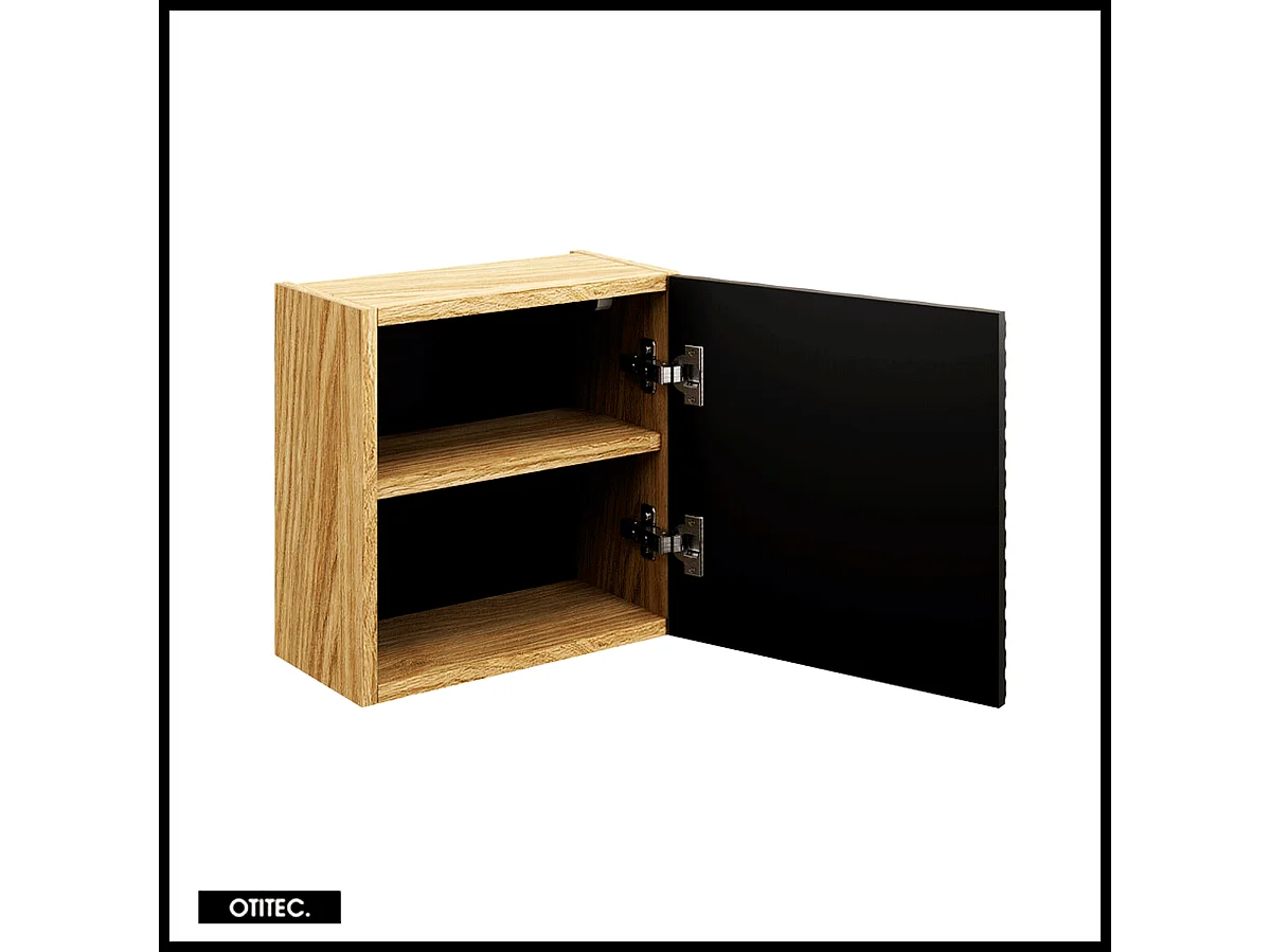 Cube de rangement haut de salle de bain - 35x35 cm - Noir - 1 porte - SEA