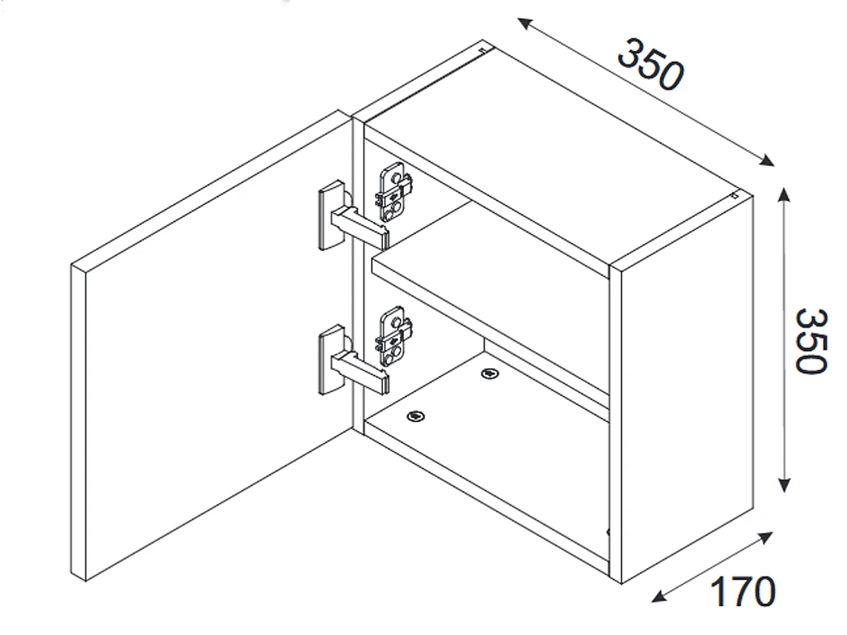 Cube de rangement haut de salle de bain - 35x35 cm - Noir - 1 porte - SEA