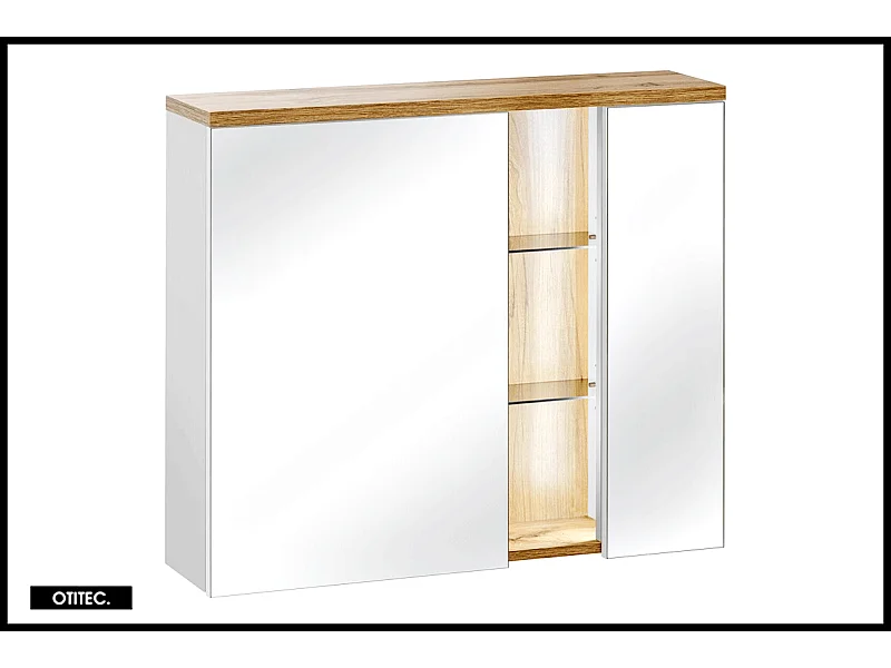 Armoire miroir de 80 cm - Blanc - 2 portes - CYCLO