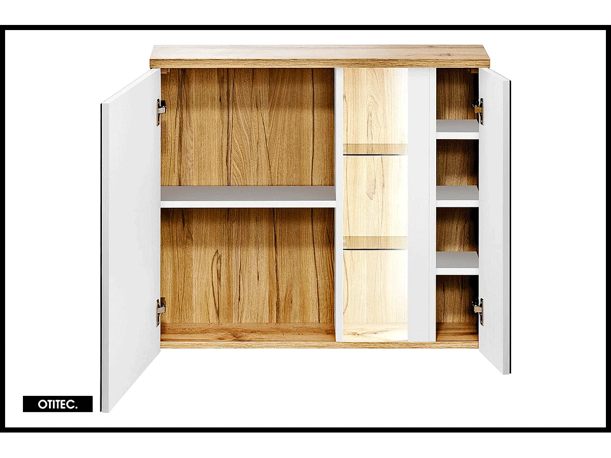 Armoire miroir de 80 cm - Blanc - 2 portes - CYCLO
