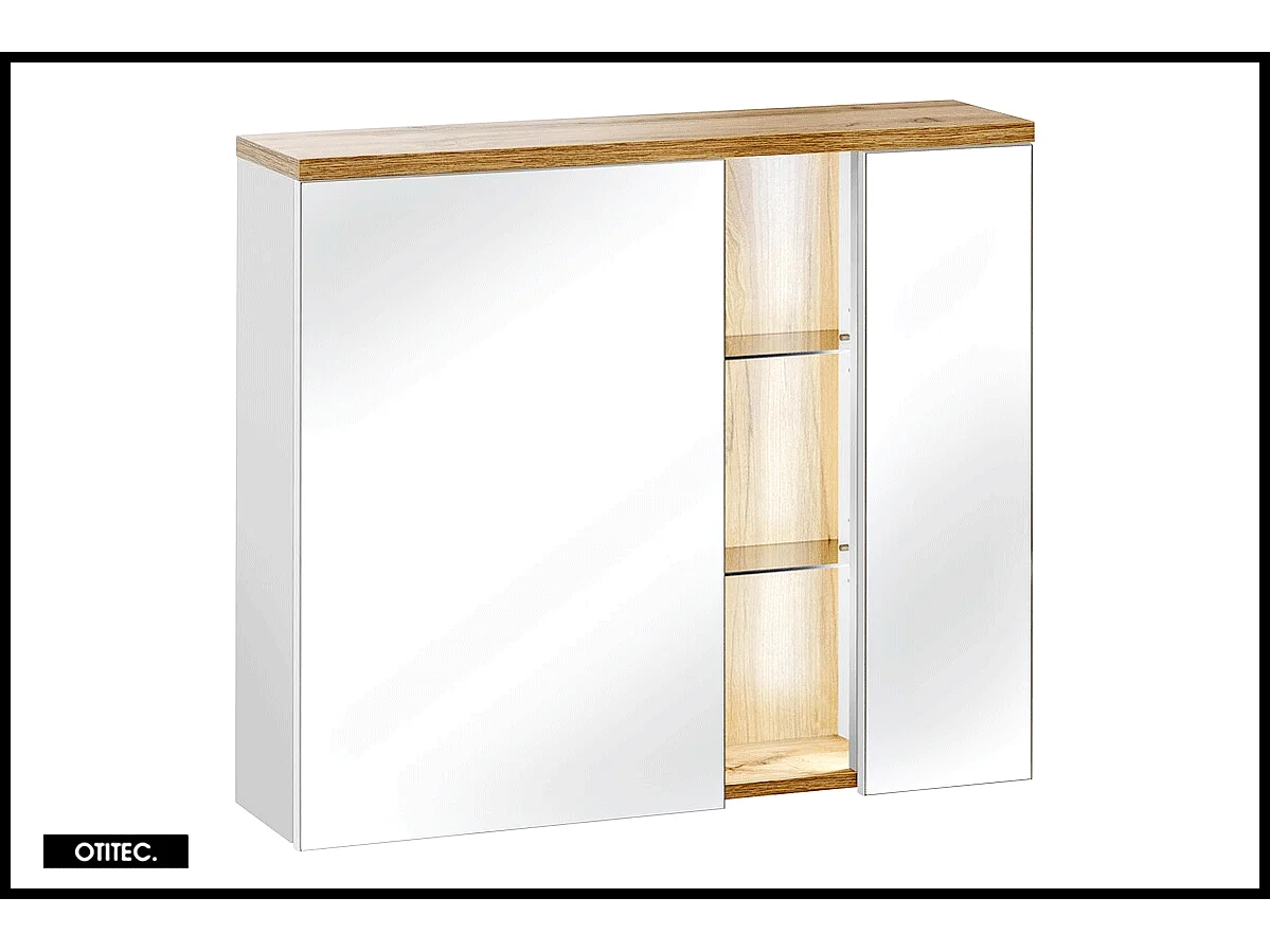 Armoire miroir de 80 cm - Blanc - 2 portes - CYCLO