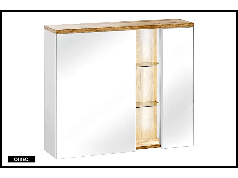 Armoire miroir de 80 cm - Blanc - 2 portes - CYCLO