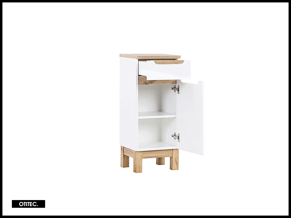 Meuble haut de salle de bain de 35 cm - Blanc - 1 porte - 1 tiroir - BALI