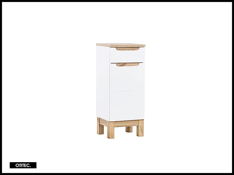 Meuble haut de salle de bain de 35 cm - Blanc - 1 porte - 1 tiroir - BALI