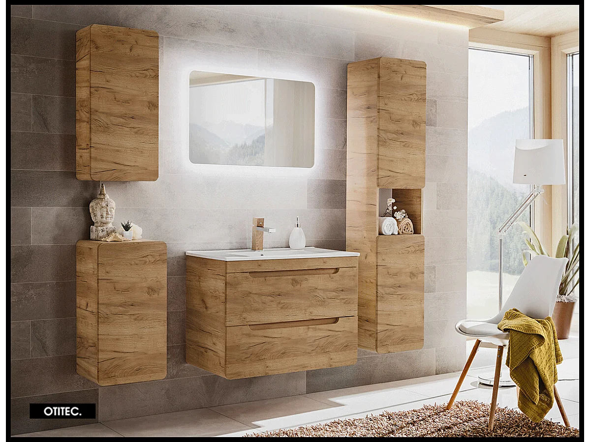 Meuble haut de salle de bain de 70 cm - Oak - 1 porte - PASTI CRAFT