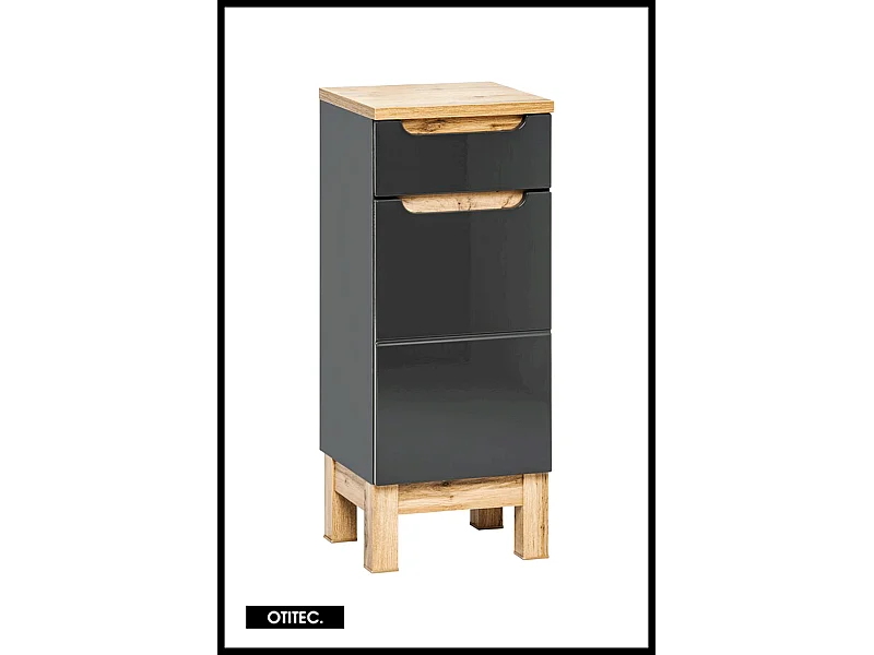 Meuble haut de salle de bain de 35 cm - Gris - 1 porte - 1 tiroir - BALI