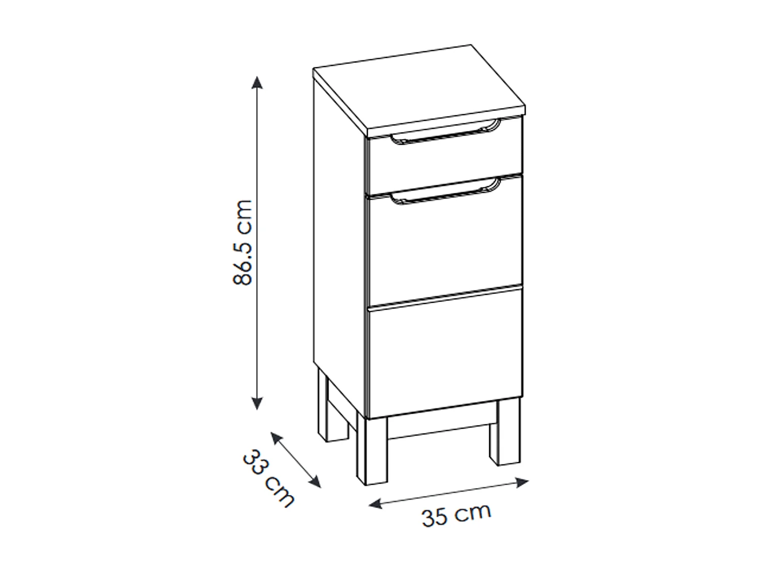 Meuble haut de salle de bain de 35 cm - Gris - 1 porte - 1 tiroir - BALI