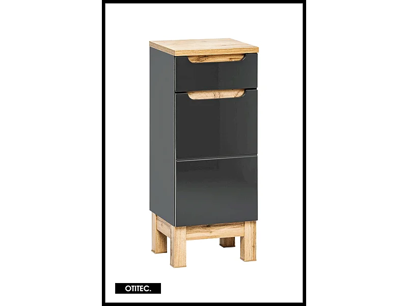 Meuble haut de salle de bain de 35 cm - Gris - 1 porte - 1 tiroir - BALI