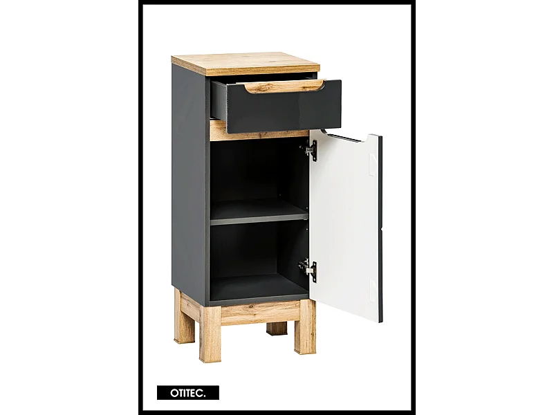 Meuble haut de salle de bain de 35 cm - Gris - 1 porte - 1 tiroir - BALI