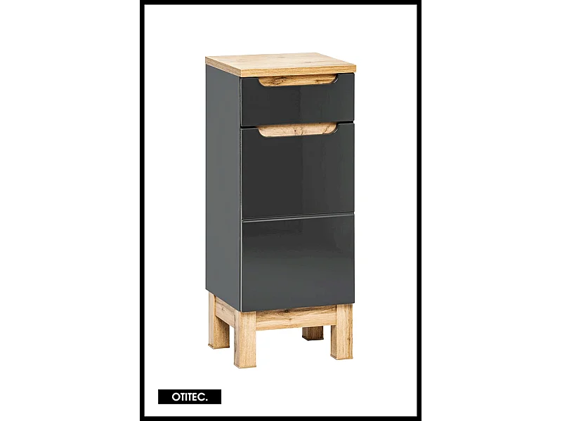 Meuble haut de salle de bain de 35 cm - Gris - 1 porte - 1 tiroir - BALI