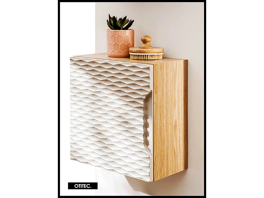 Cube de rangement haut de salle de bain - 35x35 cm - Beige - 1 porte - SEA
