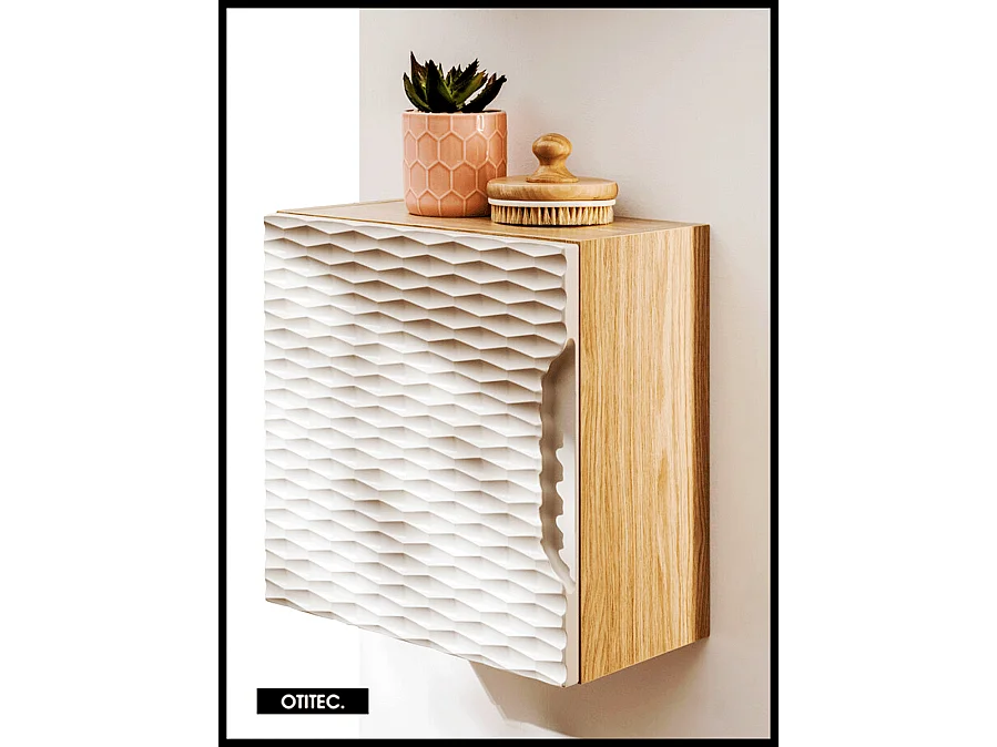 Cube de rangement haut de salle de bain - 35x35 cm - Beige - 1 porte - SEA