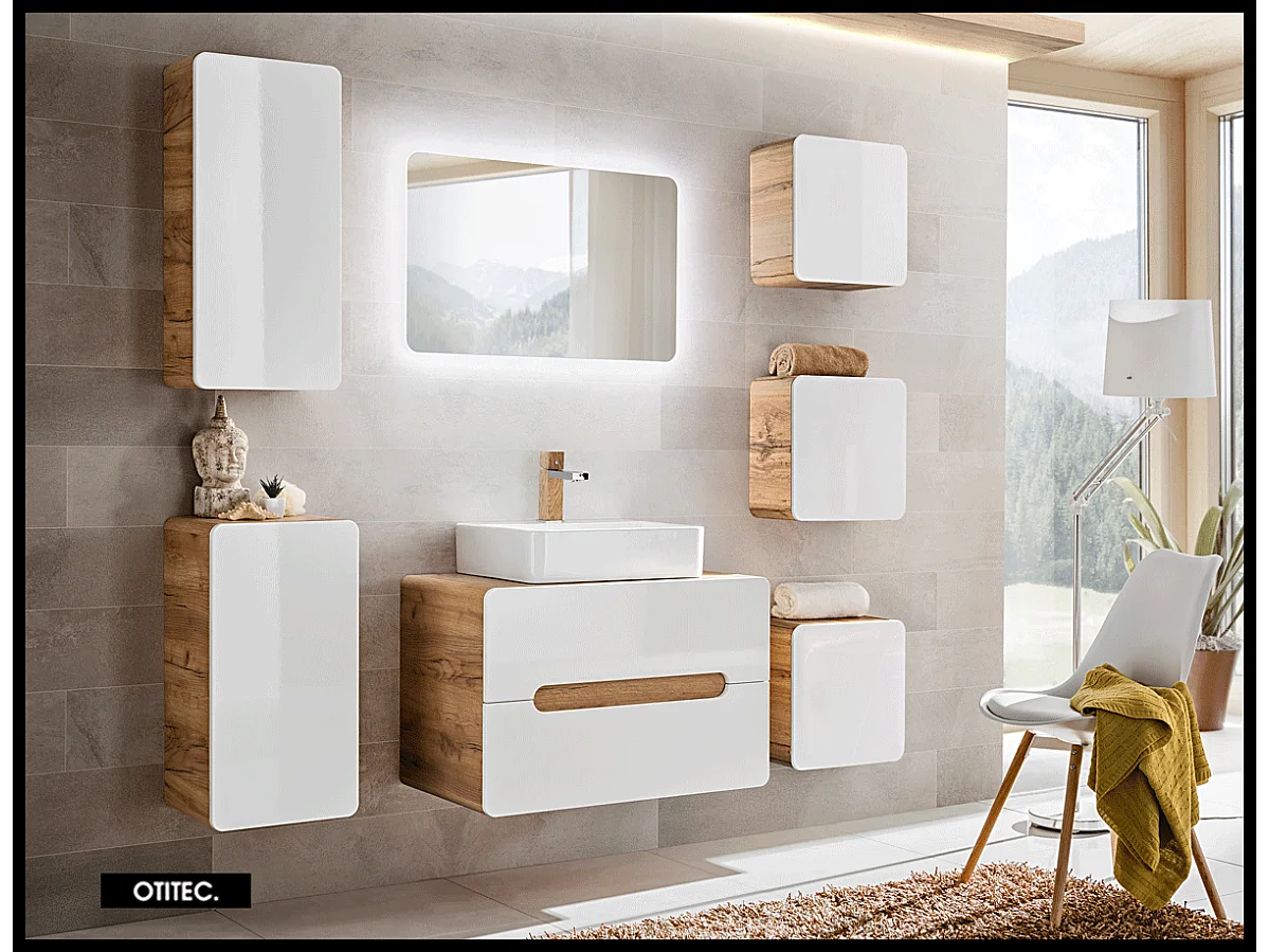 Meuble haut de salle de bain de 75 cm - Blanc - 1 porte - PASTI WHITE
