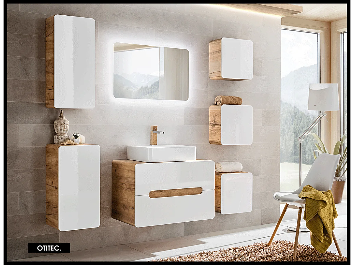 Meuble haut de salle de bain de 75 cm - Blanc - 1 porte - PASTI WHITE