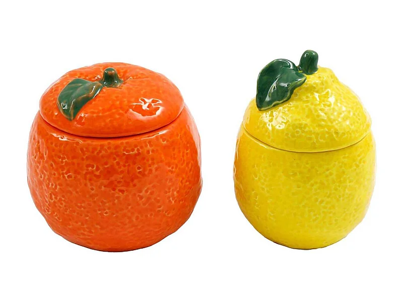 Boite de conservation Agrumes en porcelaine (Lot de 2)