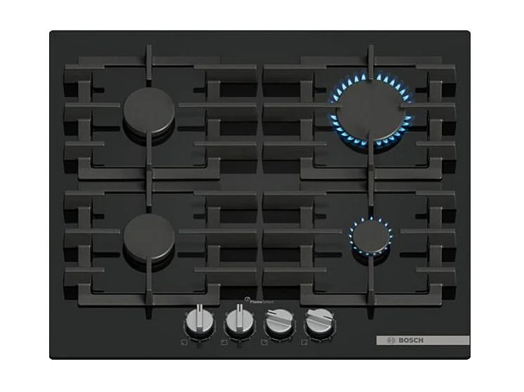 Table gaz verre trempé, 60 cm, SER6, verre trempé, fonte (individuel) a BOSCH - PPP6A6I40