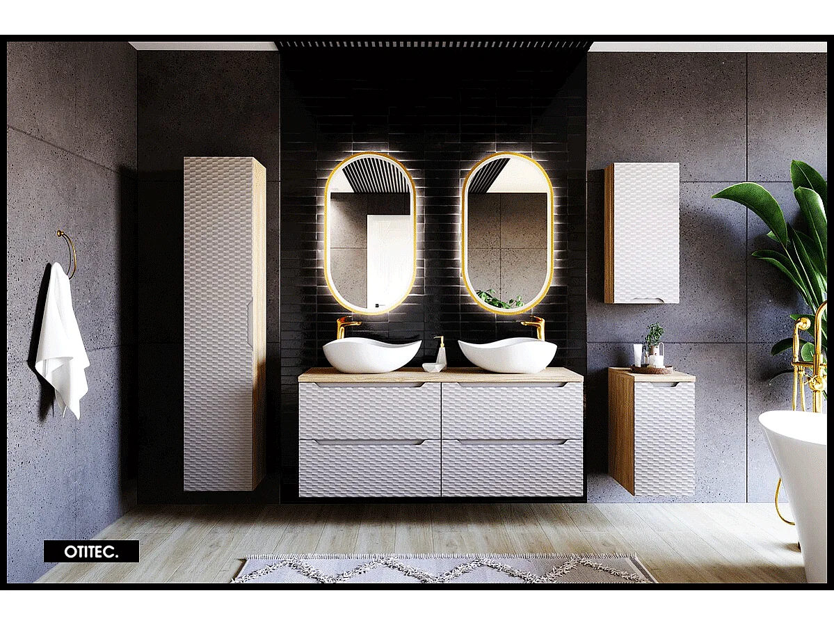 Meuble haut de salle de bain de 75 cm - Beige - 1 porte - SEA