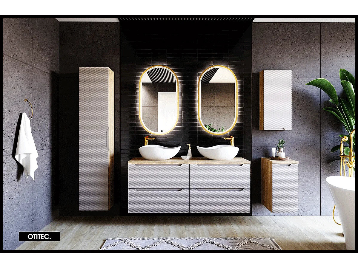 Meuble haut de salle de bain de 75 cm - Beige - 1 porte - SEA