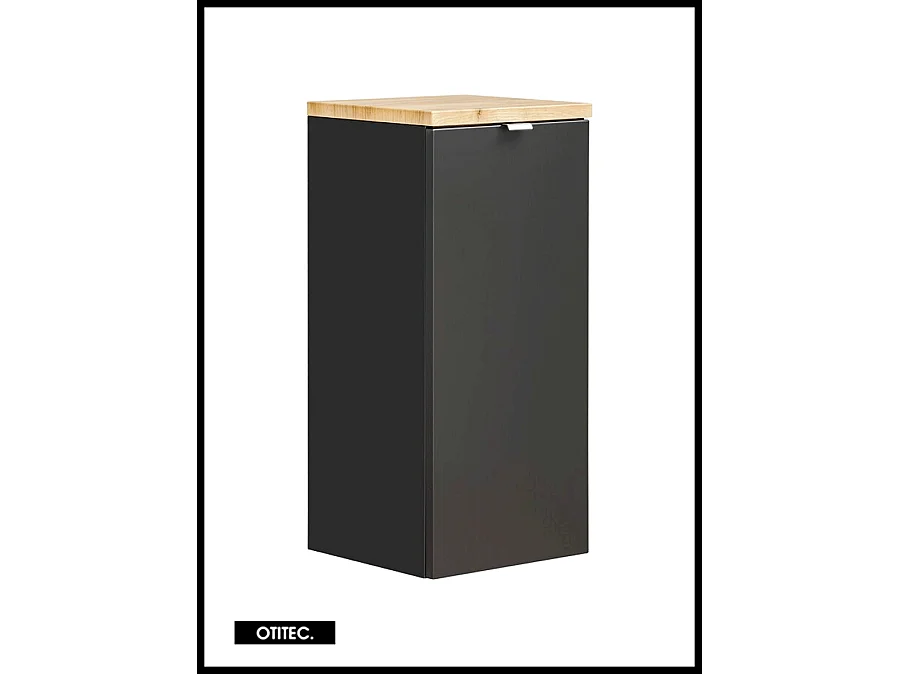 Meuble bas de salle de bain - 80 cm - Noir Mat - 1 porte - LISOA