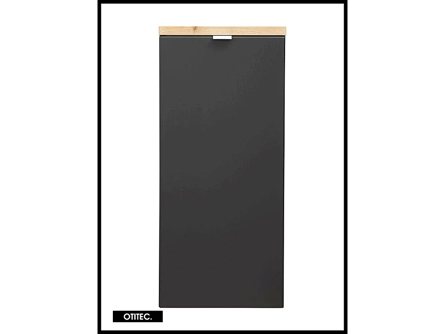 Meuble bas de salle de bain - 80 cm - Noir Mat - 1 porte - LISOA