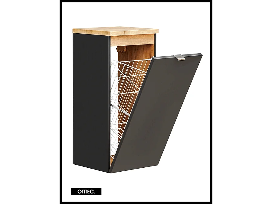 Meuble bas de salle de bain - 80 cm - Noir Mat - 1 porte - LISOA