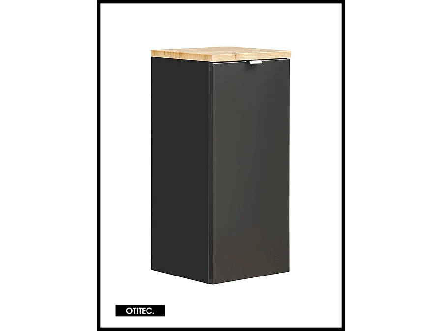 Meuble bas de salle de bain - 80 cm - Noir Mat - 1 porte - LISOA