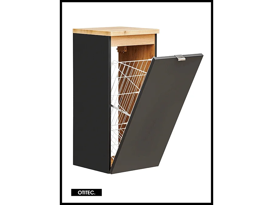 Meuble bas de salle de bain - 80 cm - Noir Mat - 1 porte - LISOA