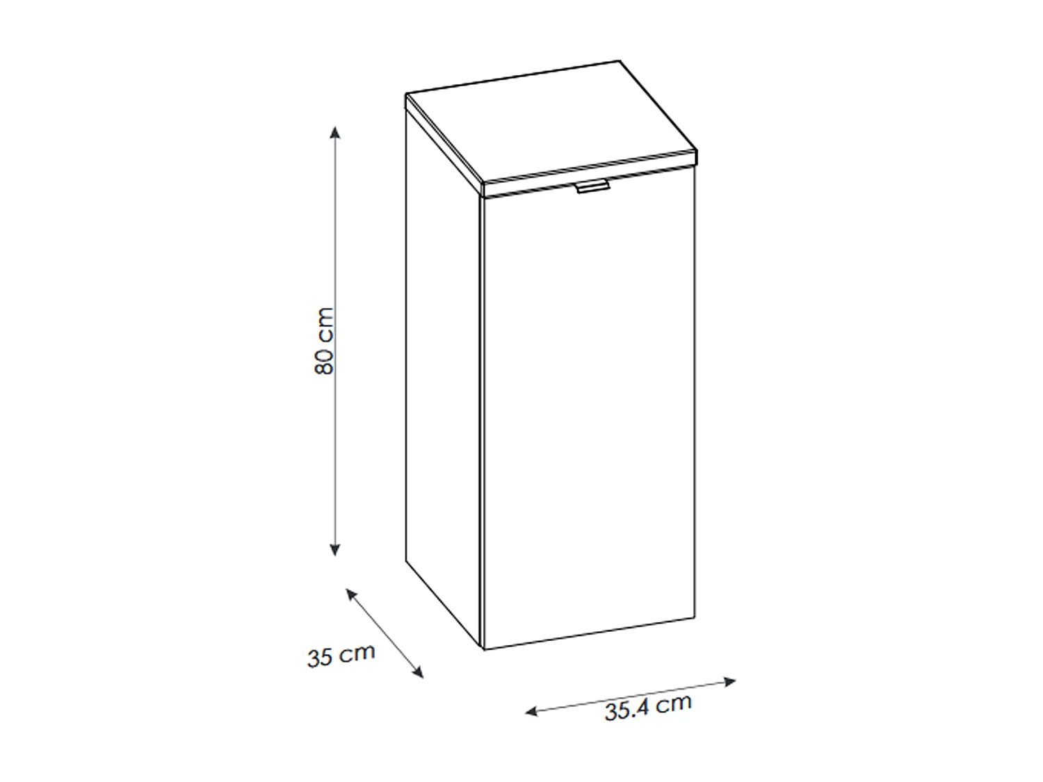 Meuble bas de salle de bain - 80 cm - Noir Mat - 1 porte - LISOA