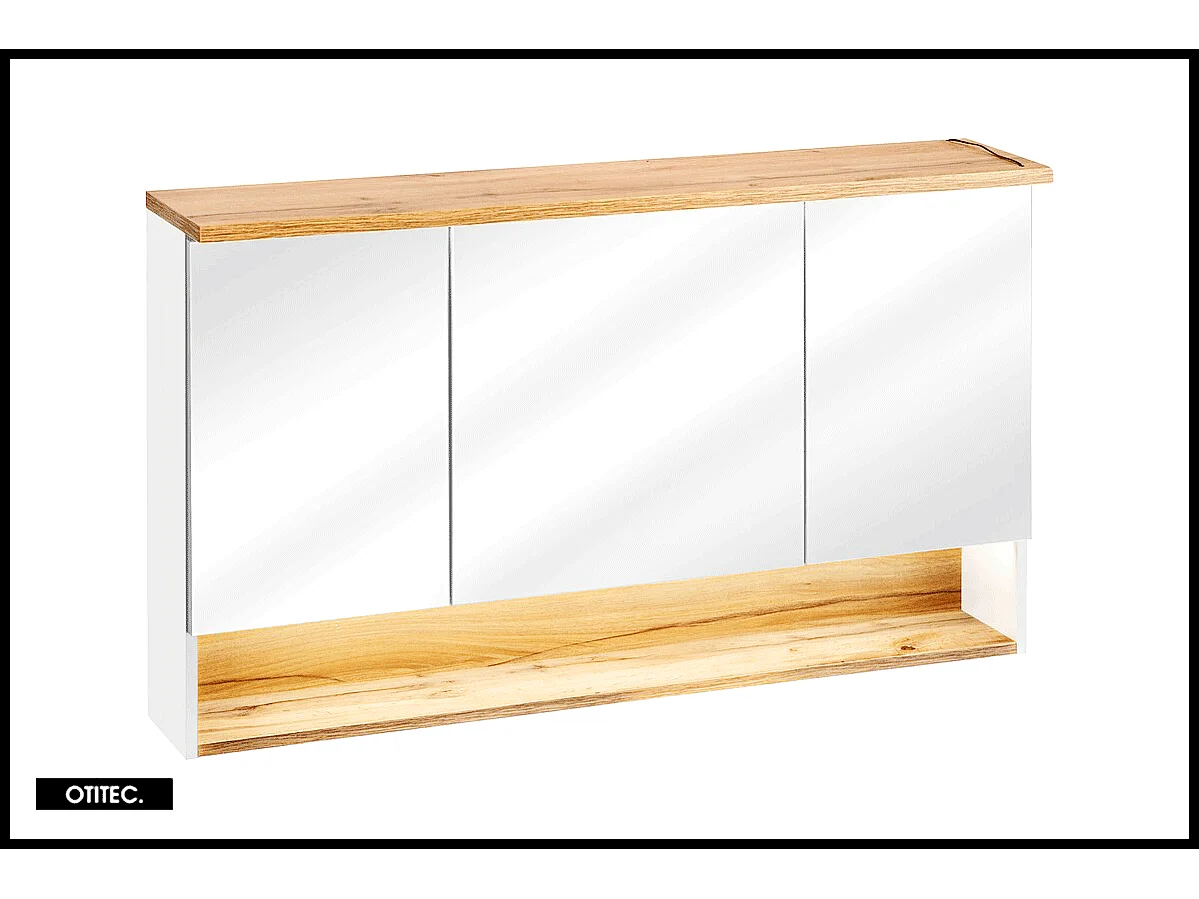 Armoire miroir de 120 cm - Blanc - 3 portes - CYCLO