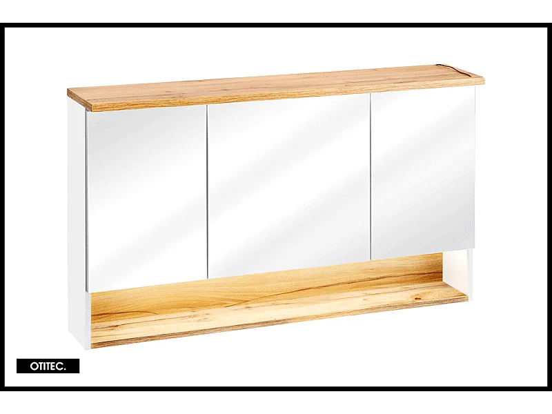 Armoire miroir de 120 cm - Blanc - 3 portes - CYCLO