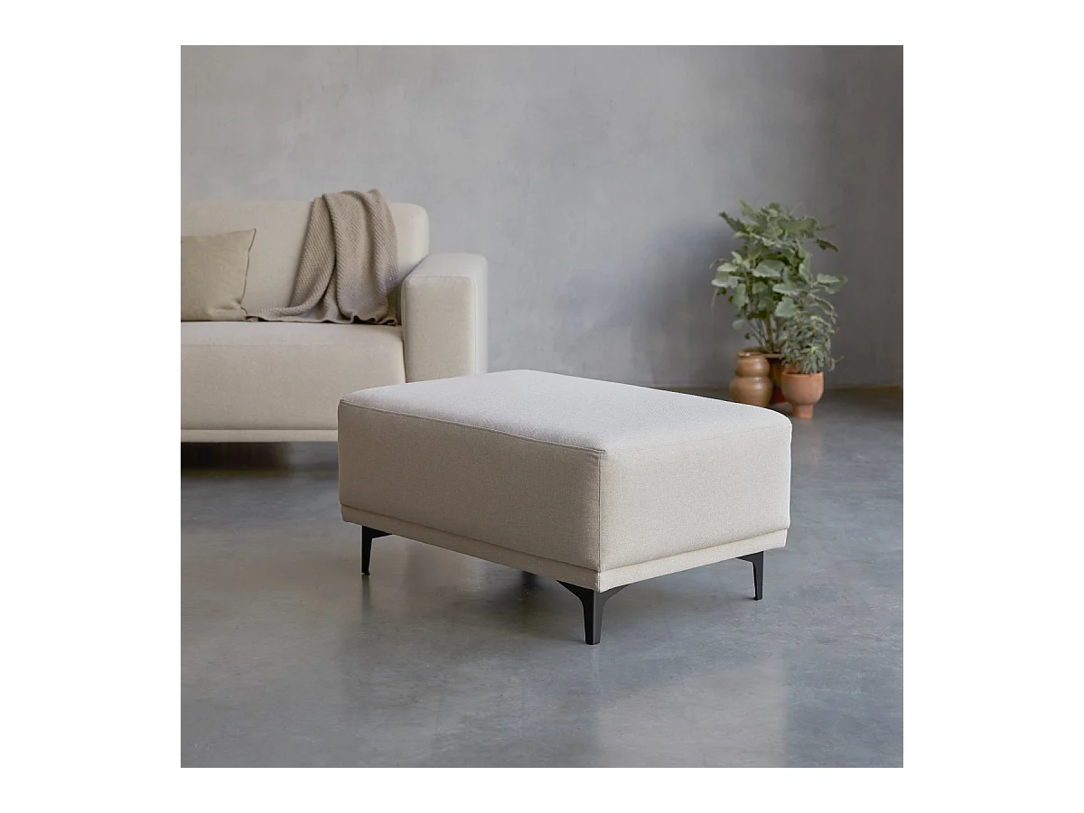 Repose-pieds en tissu écru Lars, 1 place