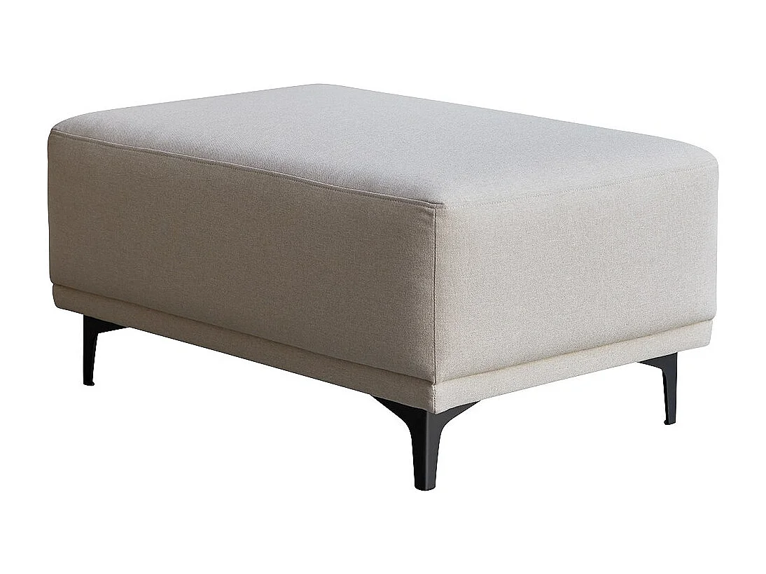 Fußhocker Lars mit ecrufarbenem Stoffbezug ,1-Sitz