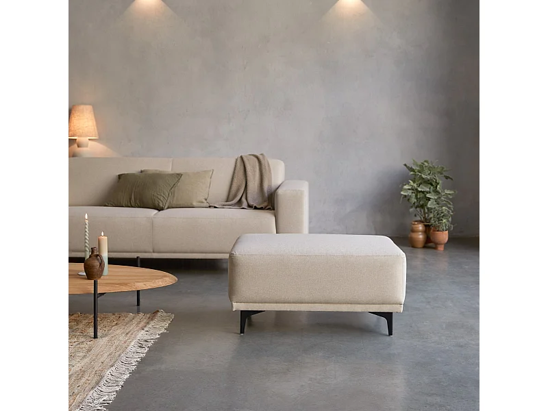 Poggiapiedi in tessuto ecrù Lars, 1 posto