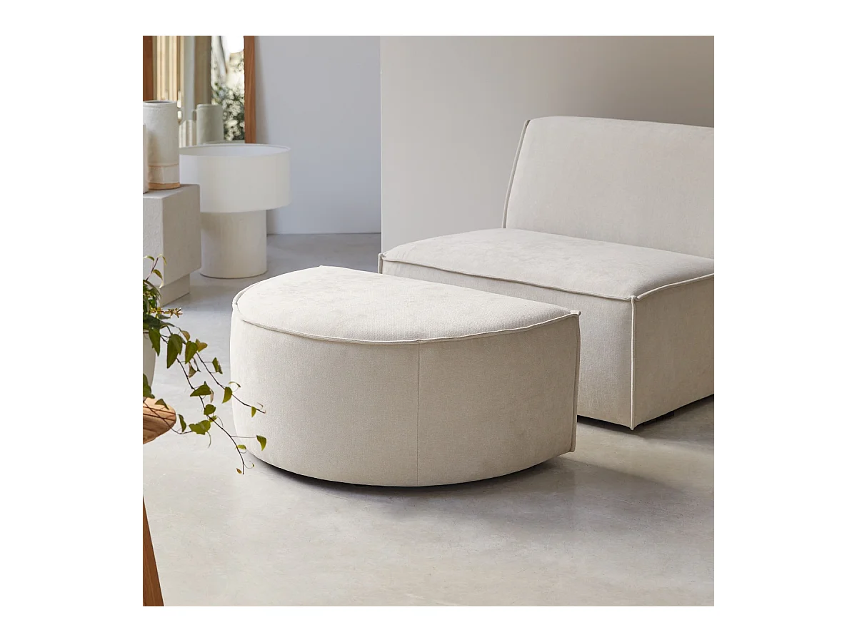 Fußhocker Dario mit beigefarbenem Stoffbezug, 1-Sitzer