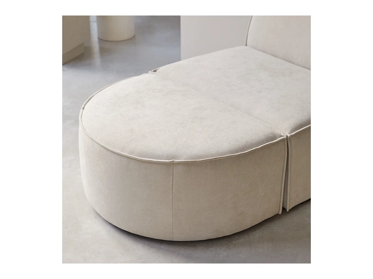 Fußhocker Dario mit beigefarbenem Stoffbezug, 1-Sitzer