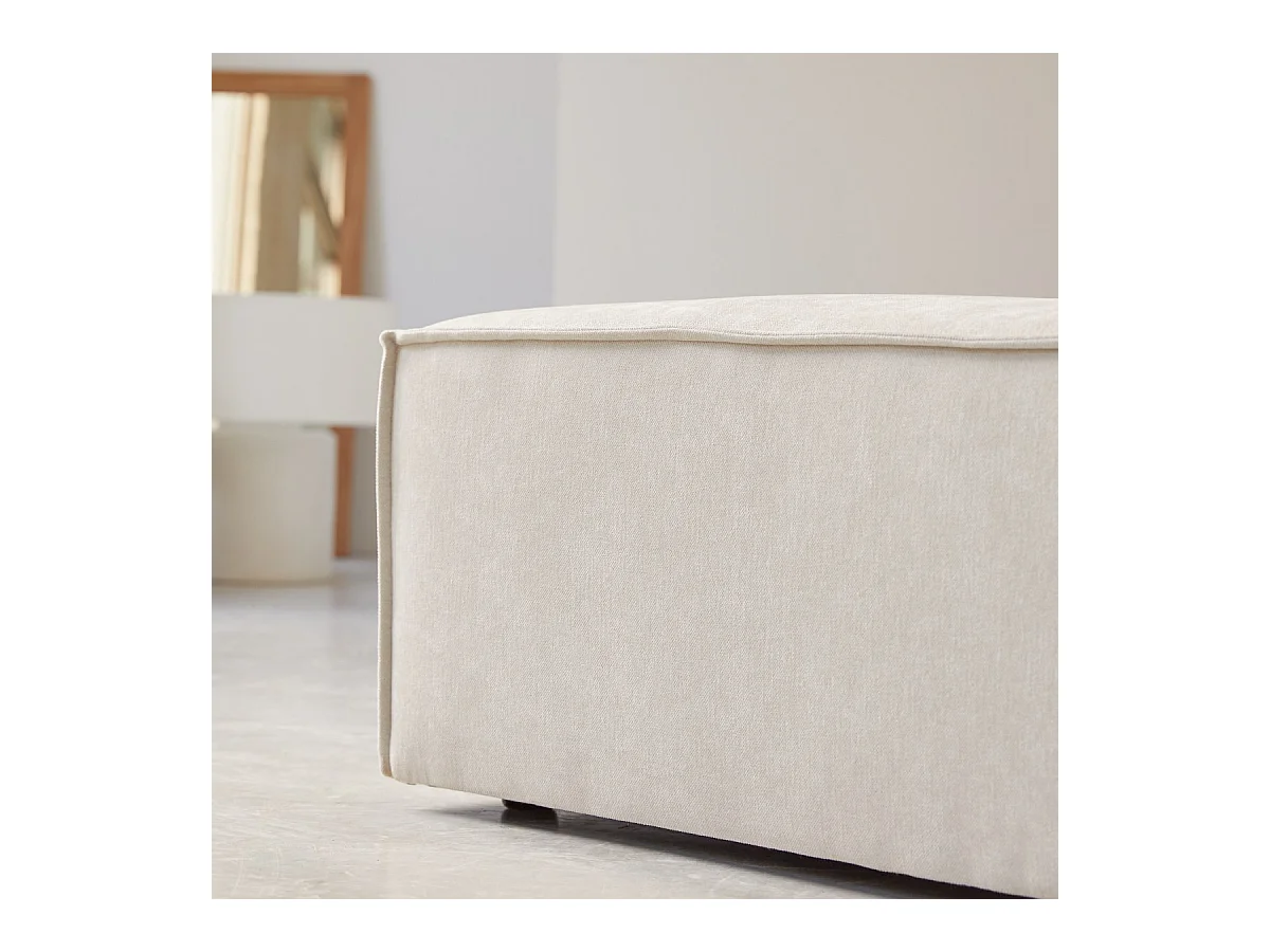 Fußhocker Dario mit beigefarbenem Stoffbezug, 1-Sitzer