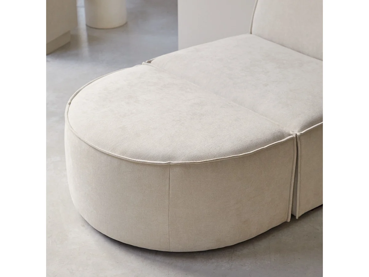 Fußhocker Dario mit beigefarbenem Stoffbezug, 1-Sitzer