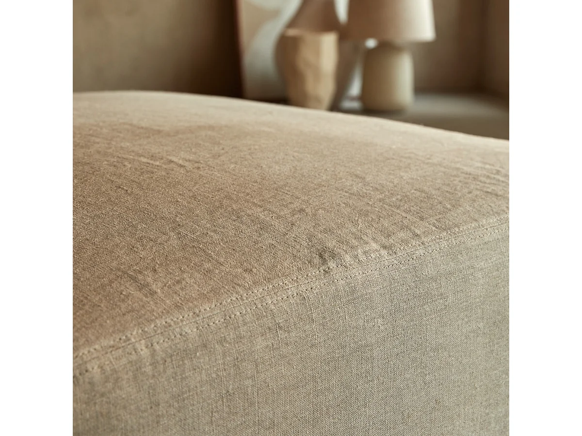 Fußhocker Nils aus natürlichem Leinen, 1-Sitzer