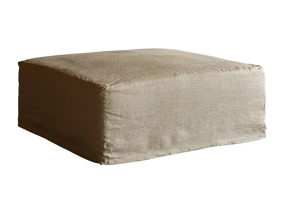 Fußhocker Nils aus natürlichem Leinen, 1-Sitzer