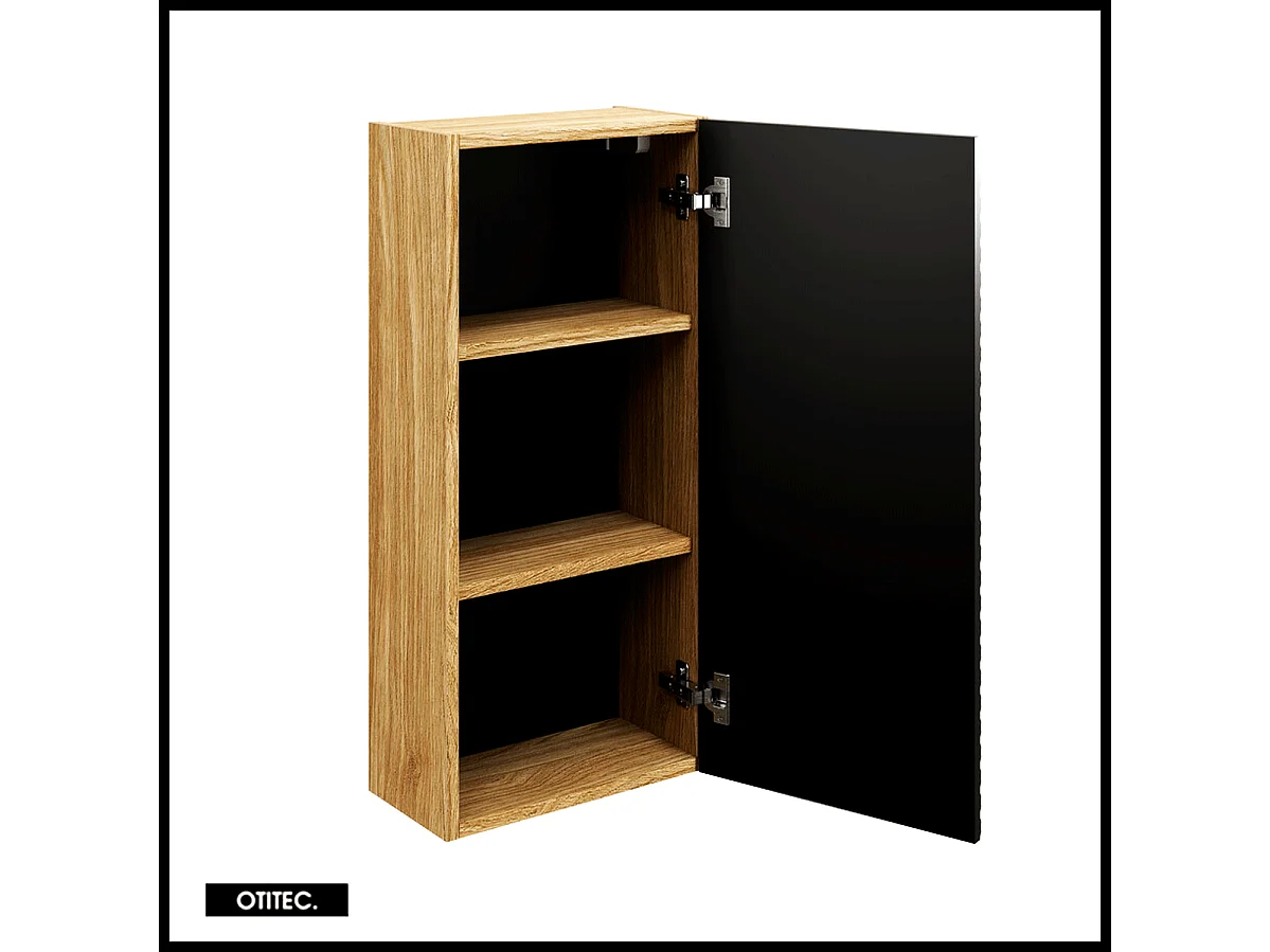 Meuble haut de salle de bain de 75 cm - Noir - 1 porte - SEA