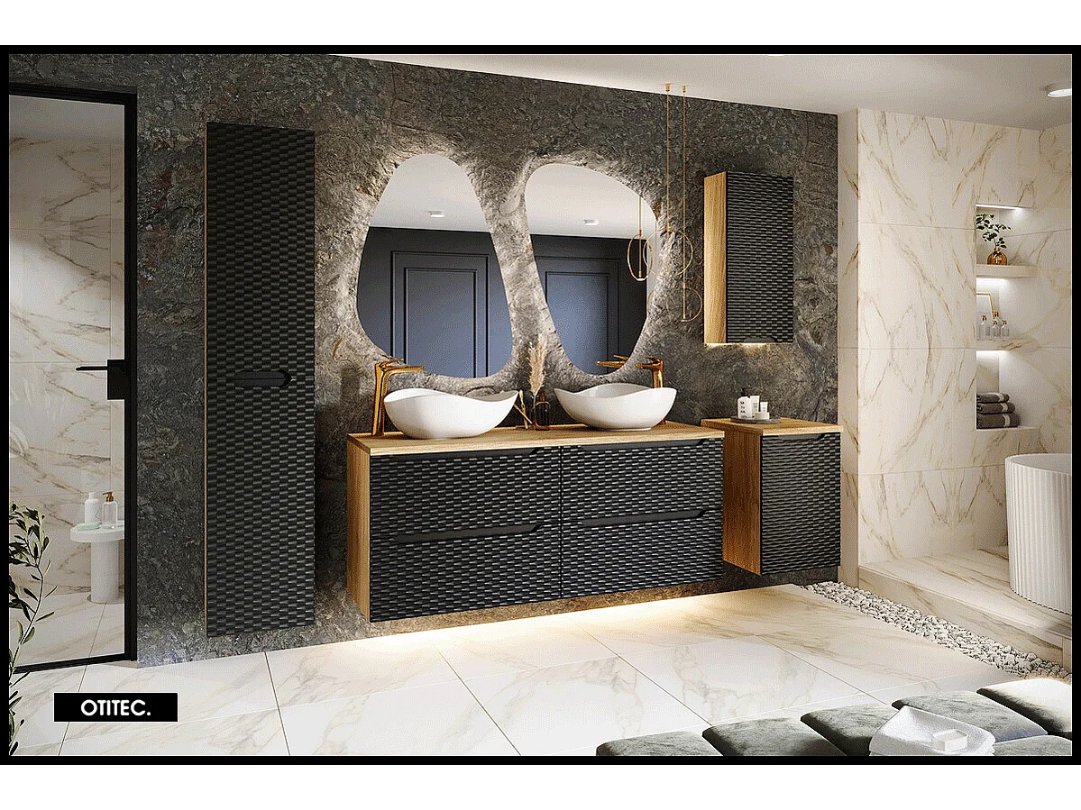 Meuble haut de salle de bain de 75 cm - Noir - 1 porte - SEA