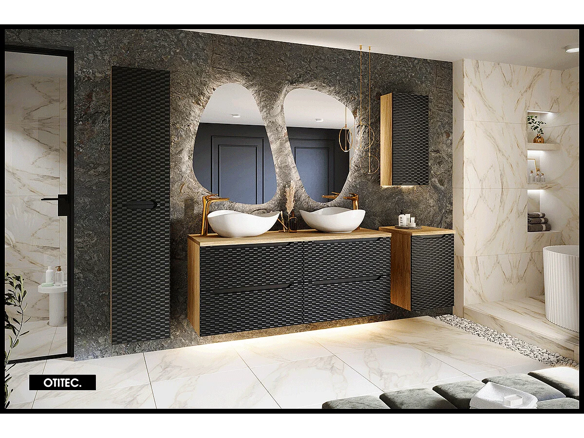 Meuble haut de salle de bain de 75 cm - Noir - 1 porte - SEA