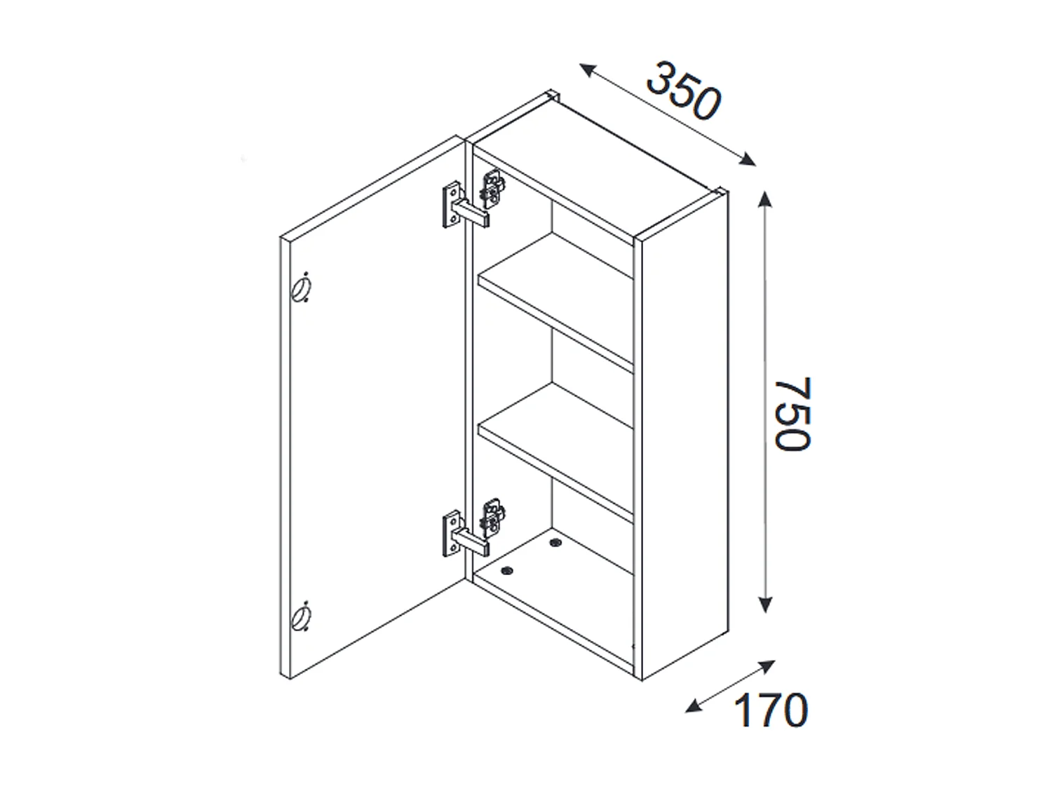 Meuble haut de salle de bain de 75 cm - Noir - 1 porte - SEA