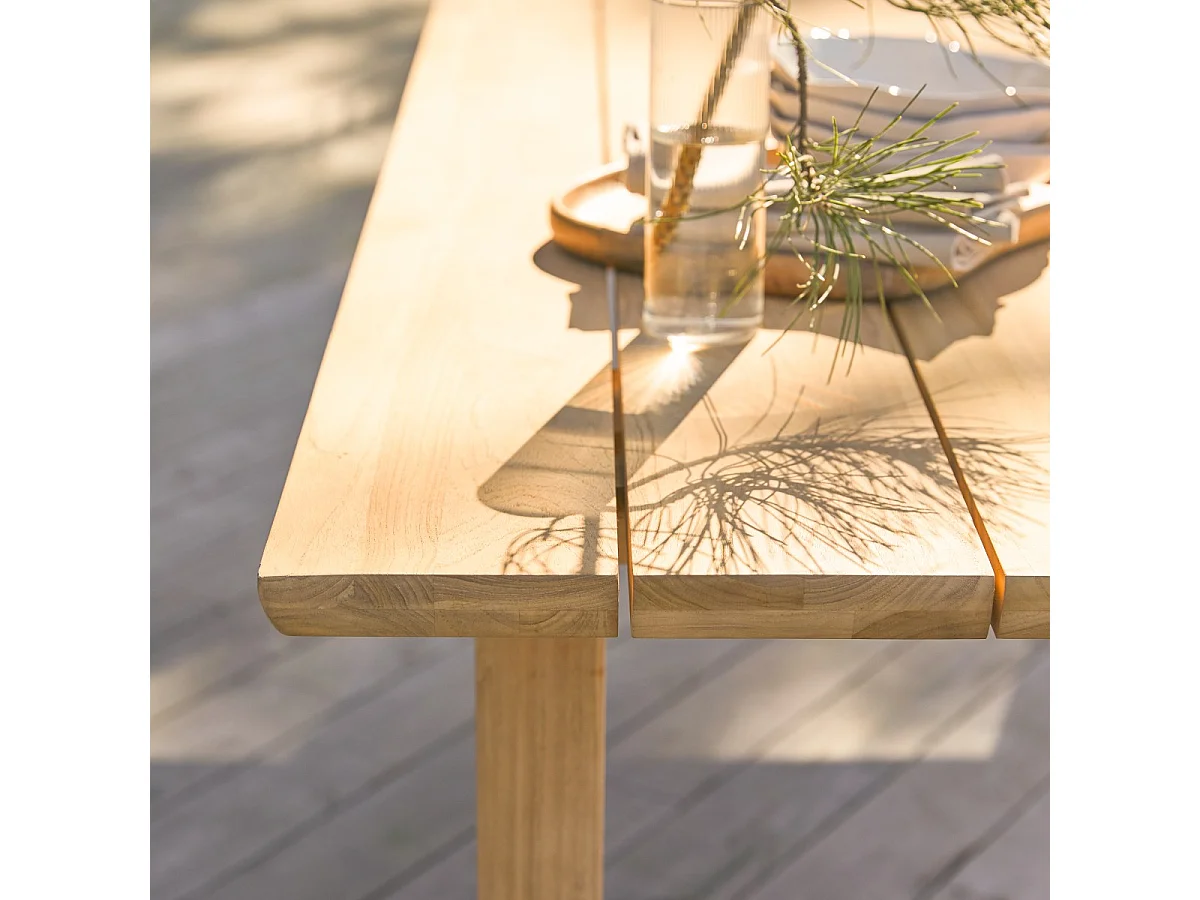 Table de jardin en bois de teck massif 245 Noah