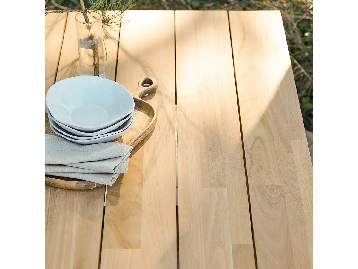 Table de jardin en bois de teck massif 245 Noah