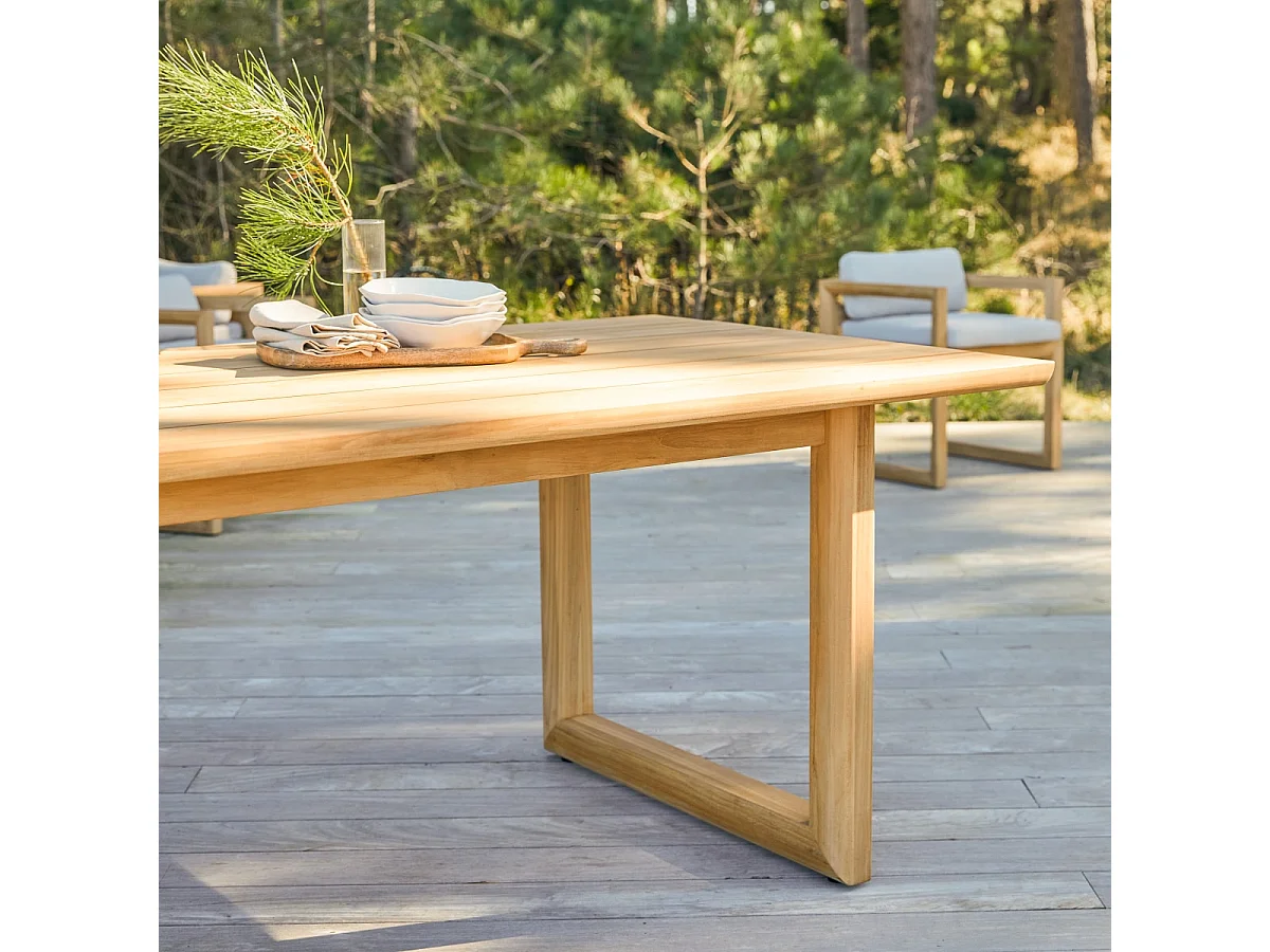 Table de jardin en bois de teck massif 245 Noah